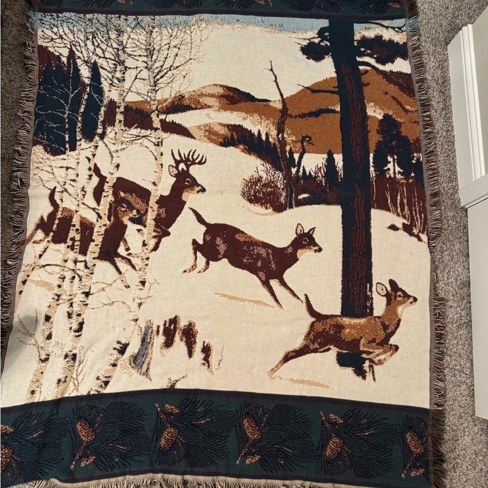 Brown and Cream Coming Home tapestry throw